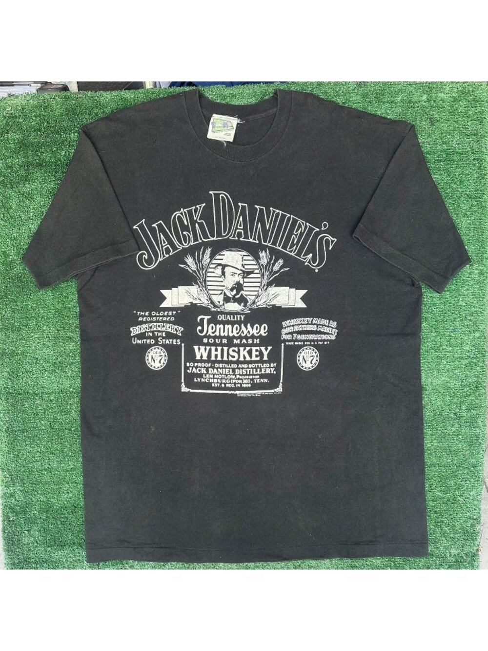 Vintage 80s Jack Daniels No 7 Whiskey T-Shirt Black XXL Grunge Alcohol Punk Edgy